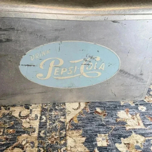 VINTAGE 1950’s ICONIC Cronstroms Pepsi Cola Logo Cooler Aluminum Ice Box Chest - Picture 14 of 16